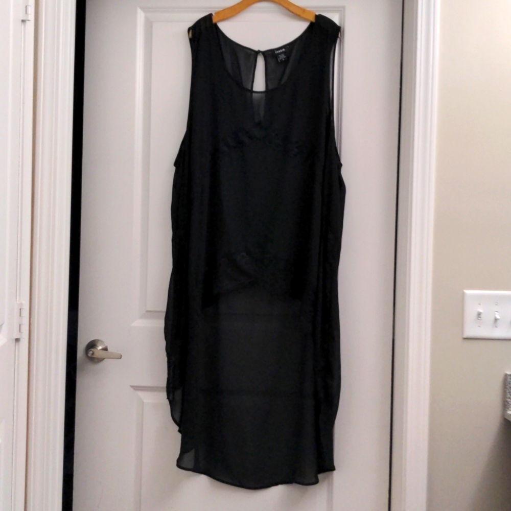 NWOT Torrid Brand Sexy Sheer Black Sleeveless High Low Tunic Size 6/30